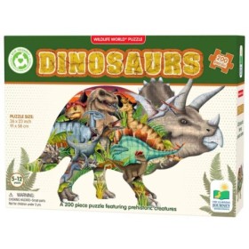 Puzzle contur Dinozauri 200 piese 91x58 cm asamblat 5-12 ani
